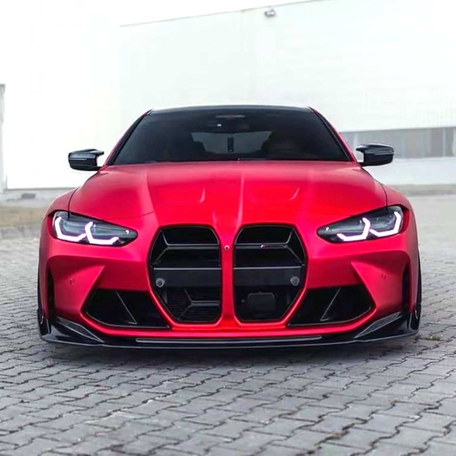 BMW M3 M4 G80 G81 G82 G83 Uyumlu V Style Ön Tampon Eki Parlak Siyah & Karbon Görünümlü