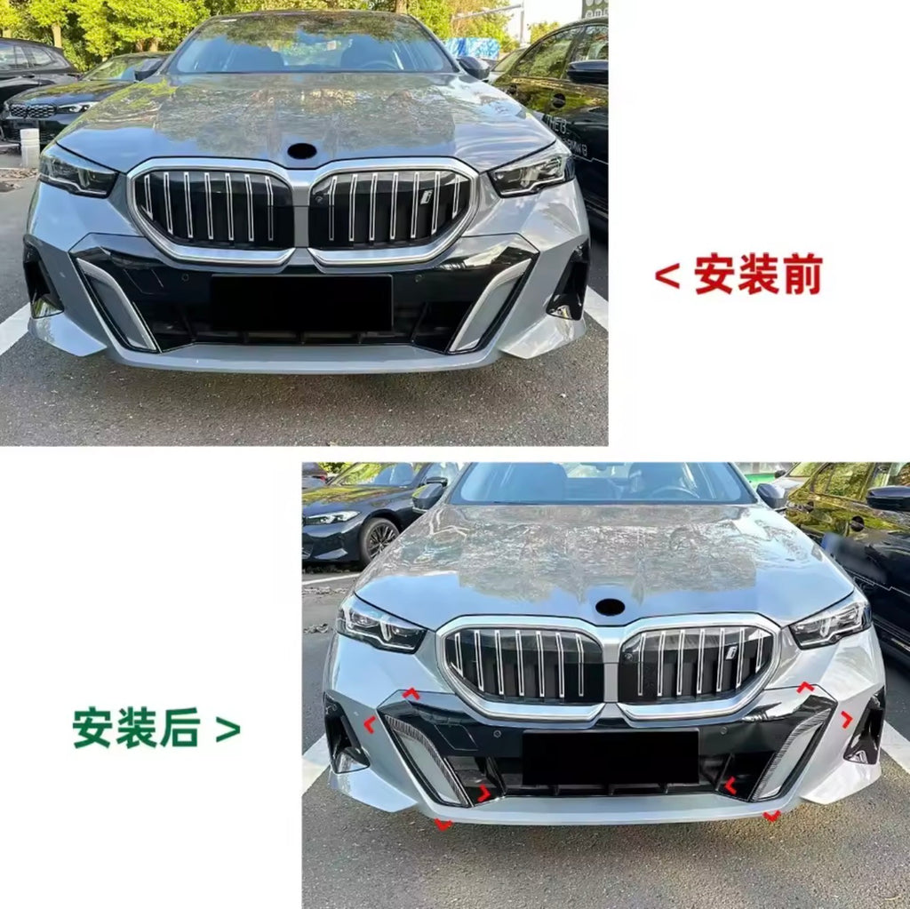 BMW G60 ve i5 2024+ ince tasarım parlak siyah ön tampon bıçakları - ürün görseli 4