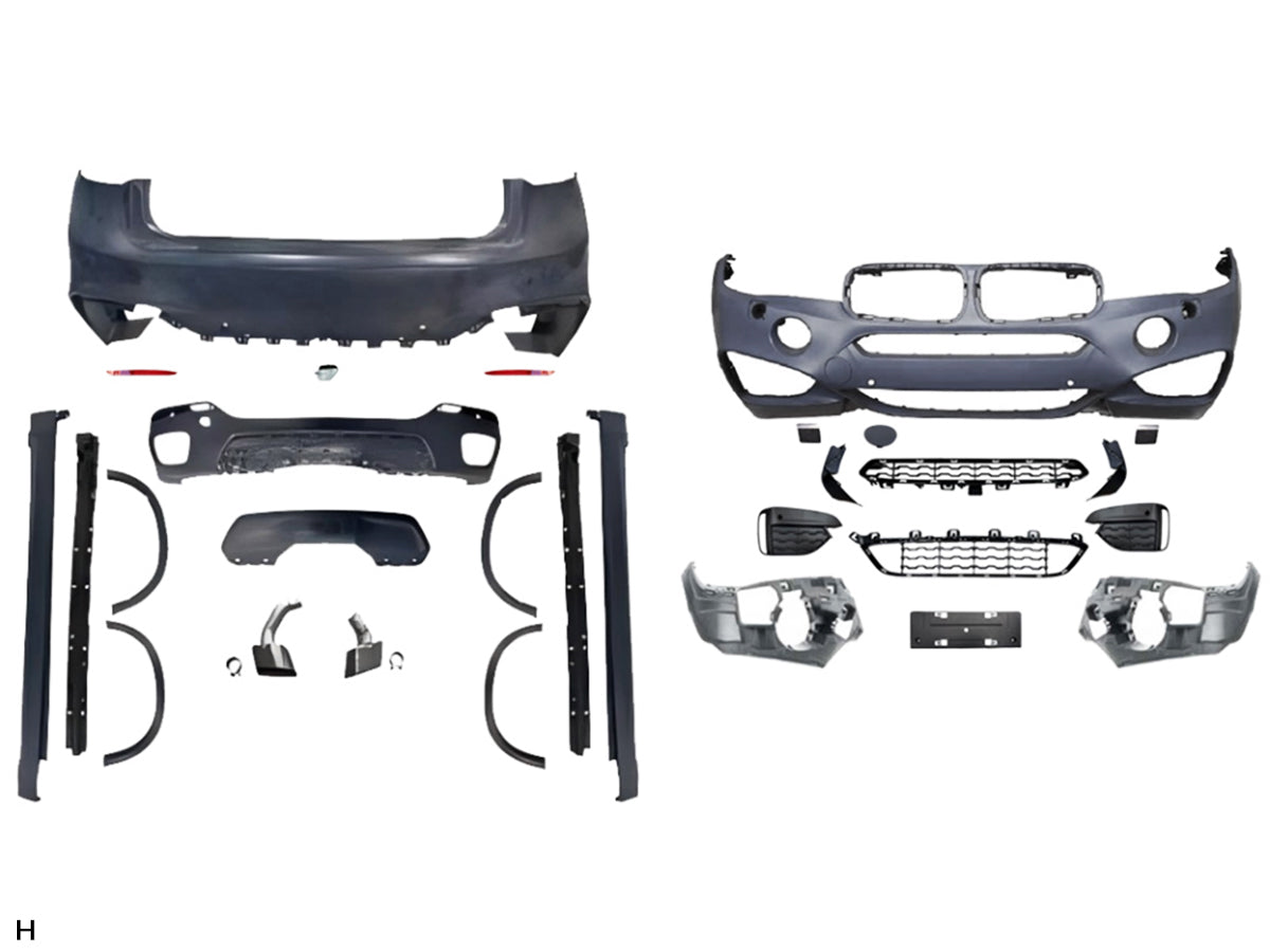Body Kit X6:F16 Ön/Arka PDC, <O-O> Egzoz Uçlu, Marşpiyelli, Dodikler -M-Tech- 2014-19