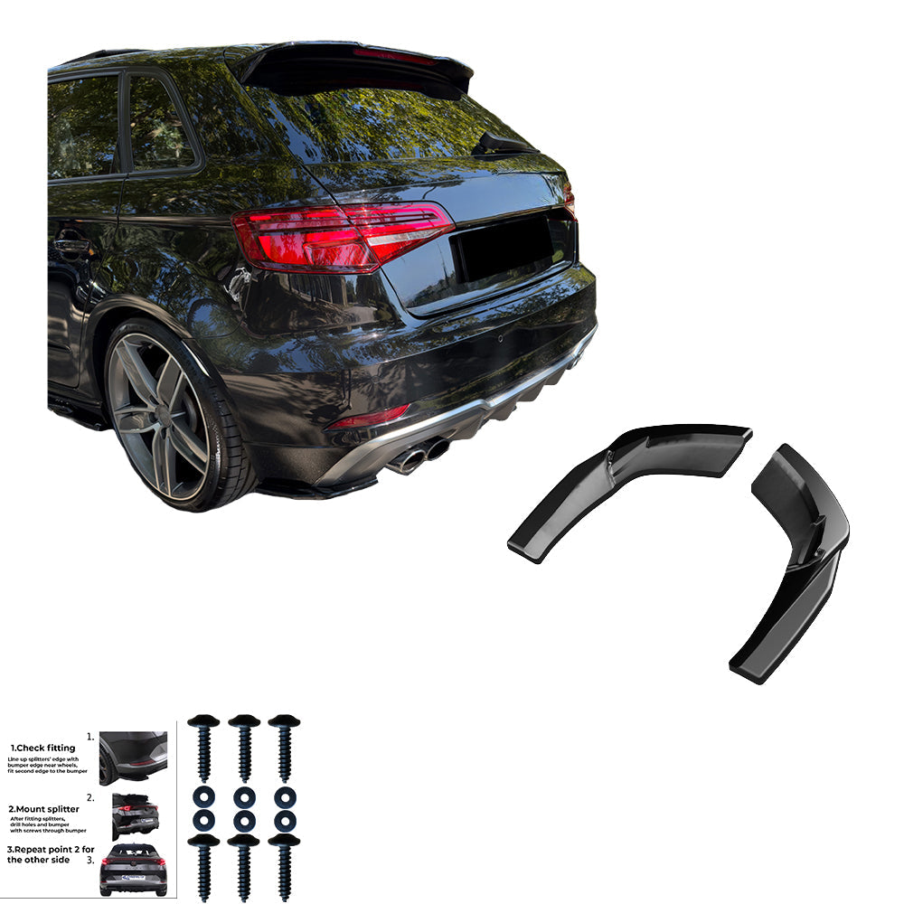 Rear Side Splitters Uyumlu AUDI S3 Sportback 8V Makyajlı Kasa 2016-2019