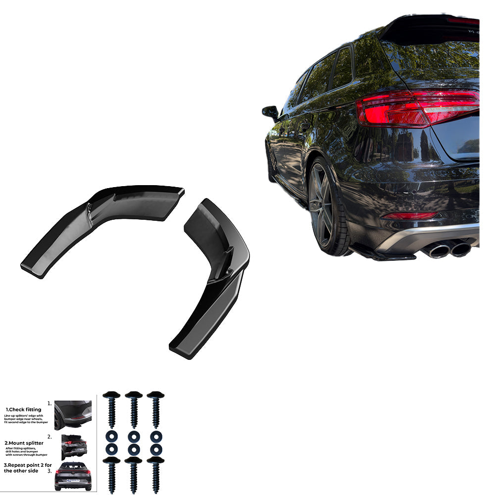Rear Side Splitters Uyumlu AUDI S3 Sportback 8V Makyajlı Kasa 2016-2019