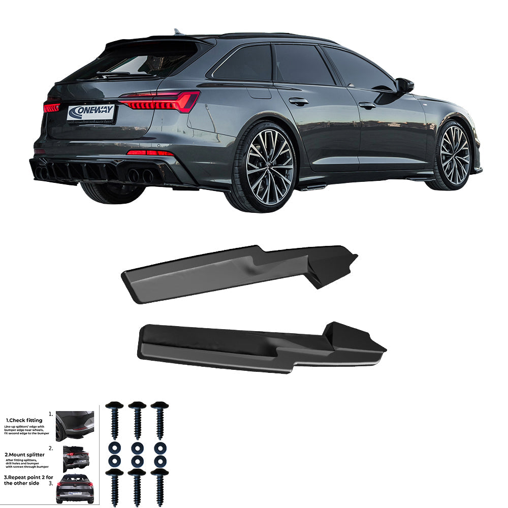 Rear Side Splitters Uyumlu AUDI S6 C8 / C8 Makyajlı Kasa (Sedan-Avant) 2019+