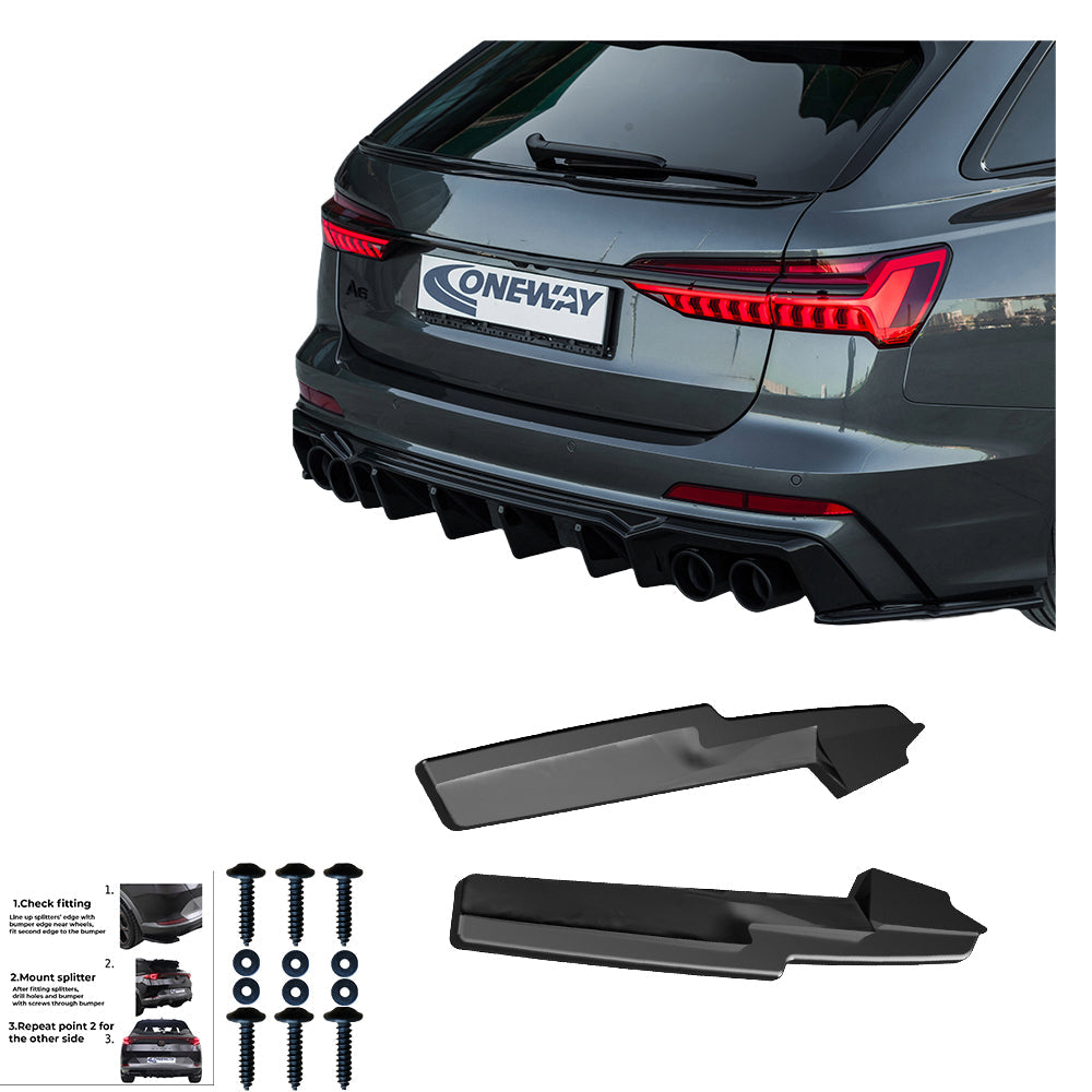 Rear Side Splitters Uyumlu AUDI S6 C8 / C8 Makyajlı Kasa (Sedan-Avant) 2019+