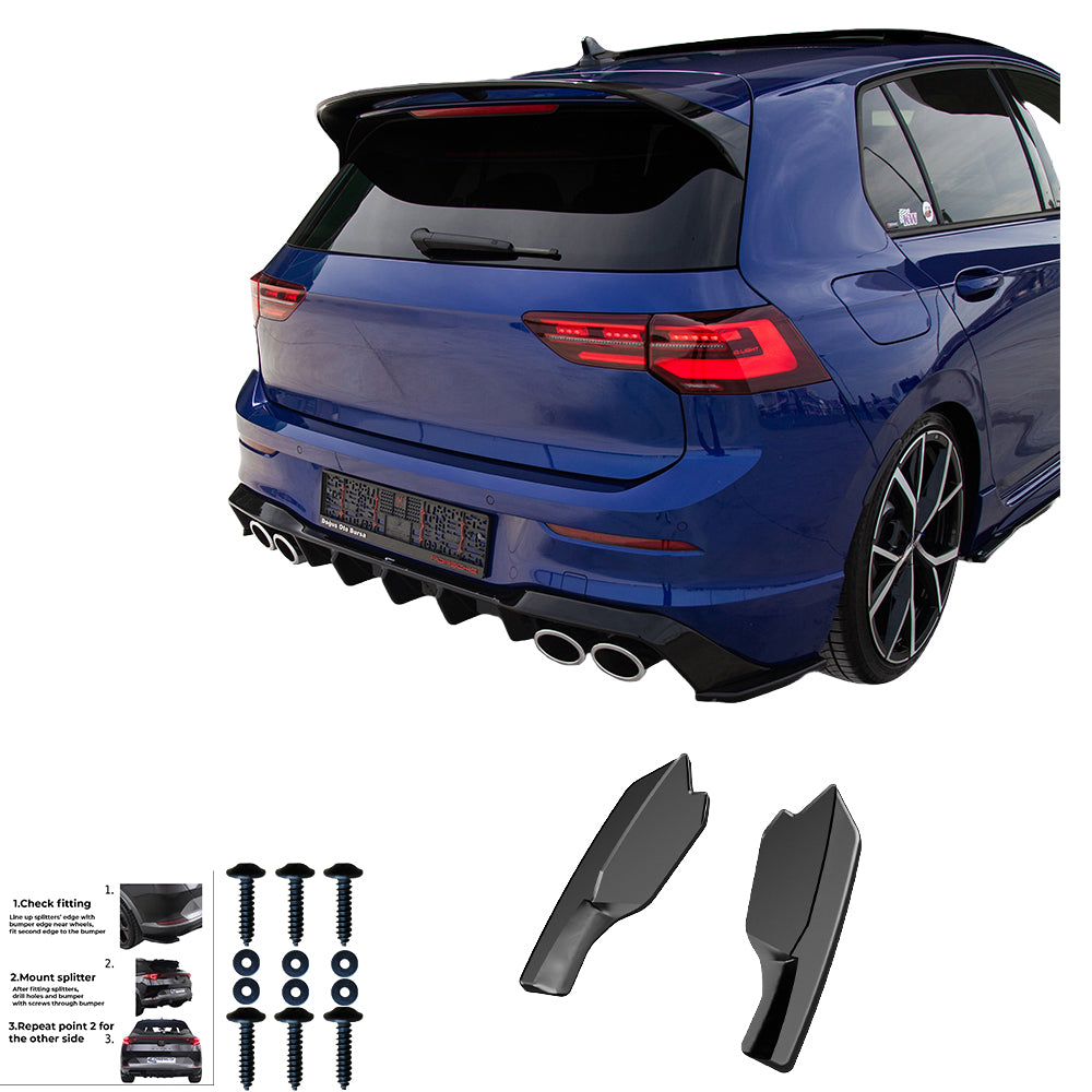 Rear Side Splitters Uyumlu VW VOLKSWAGEN Golf R MK8 2020+