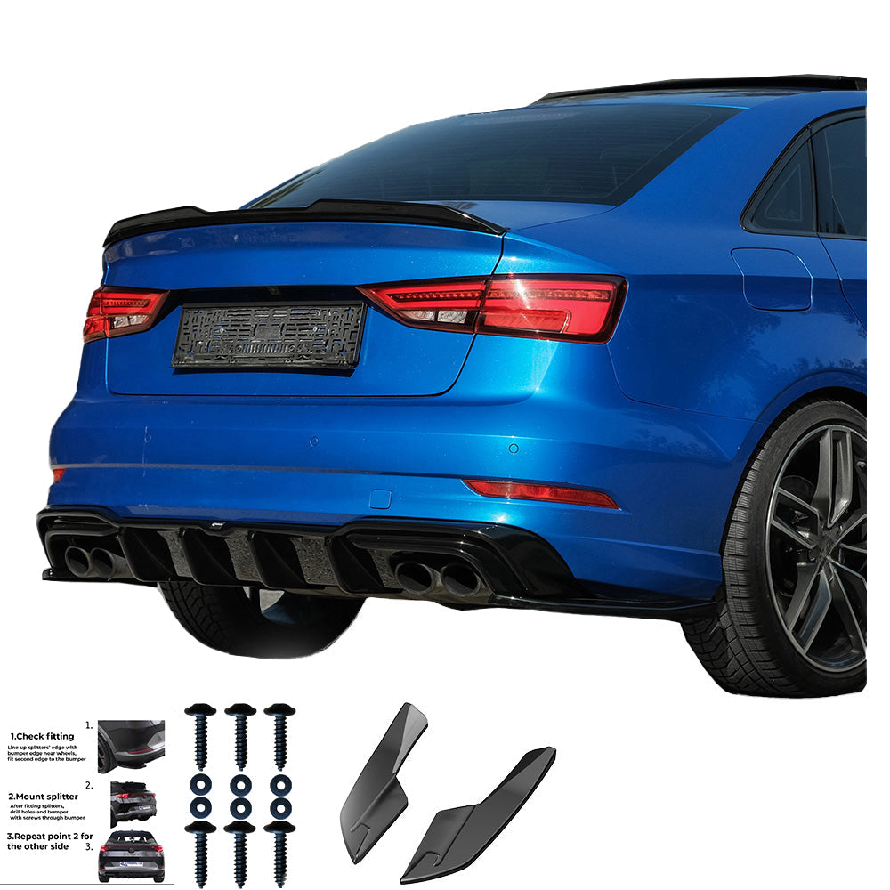 Rear Side Splitters Uyumlu AUDI S3 8V Sedan 2013-2016 v2