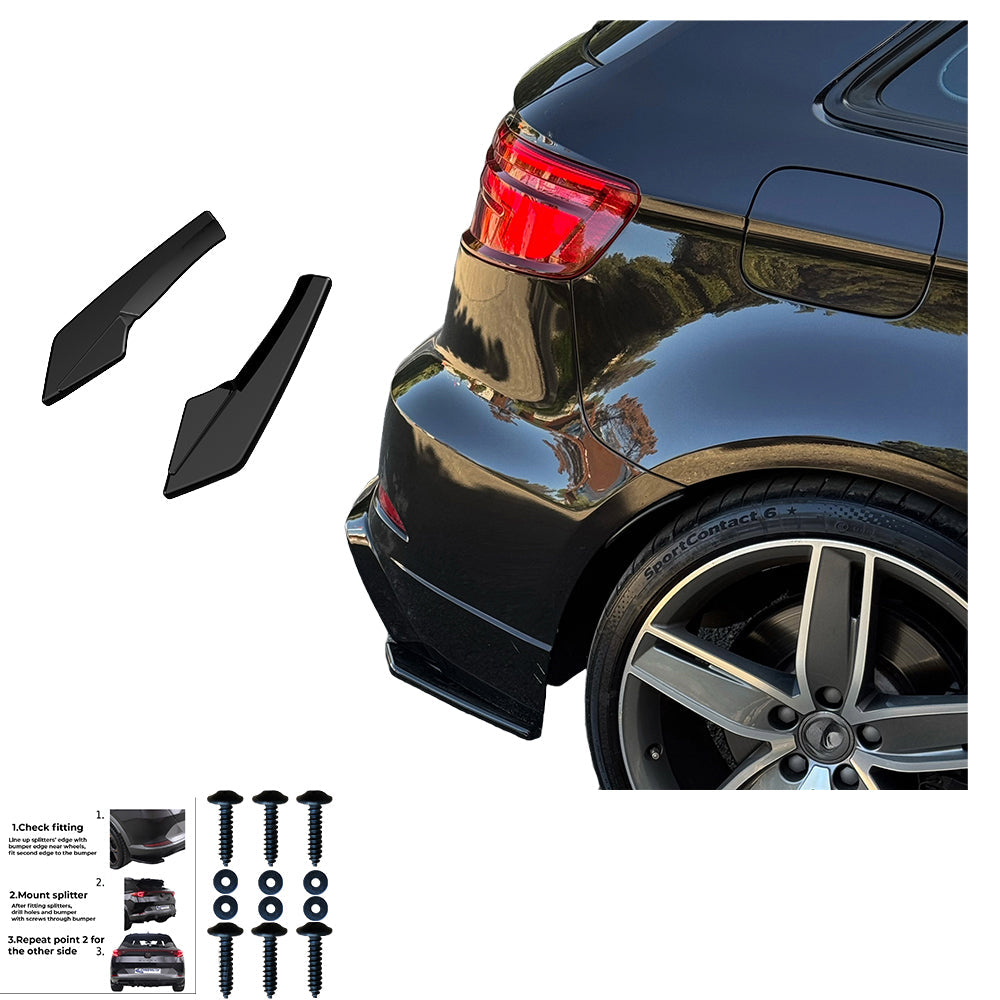 Rear Side Splitters Uyumlu AUDI S3 Sportback 8V Makyajlı Kasa 2016-2020