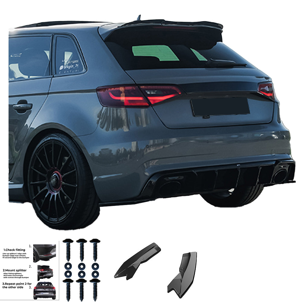 Rear Side Splitters Uyumlu AUDI RS3 8V Sportback 2015-2016 v2