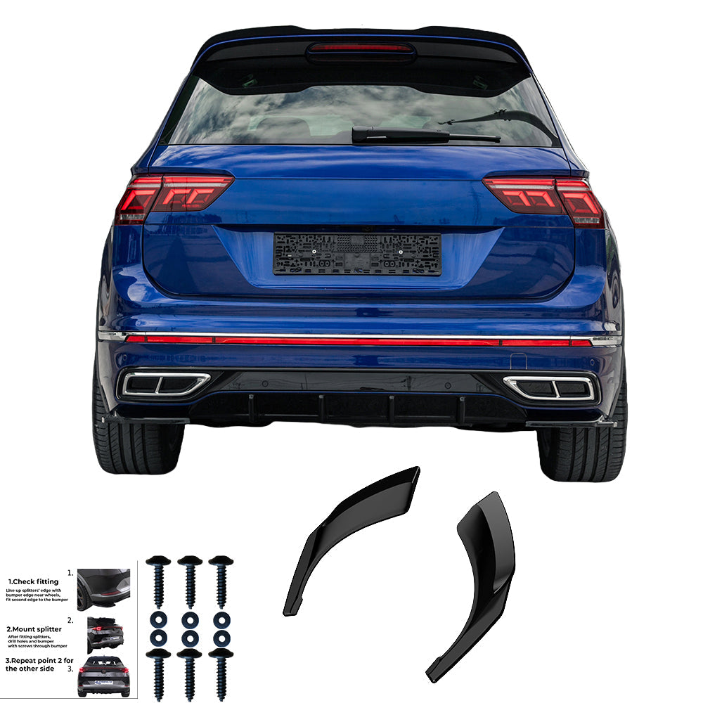 Rear Side Splitters Uyumlu VW VOLKSWAGEN Tiguan R-Line MK2 Makyajlı Kasa 2020-2024