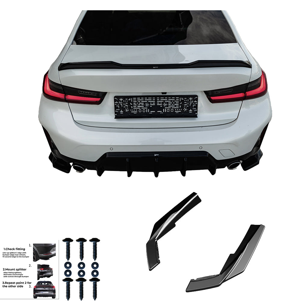Rear Side Splitters Uyumlu BMW 3 Series M-Pack G20 / G21 Makyajlı Kasa 2022+
