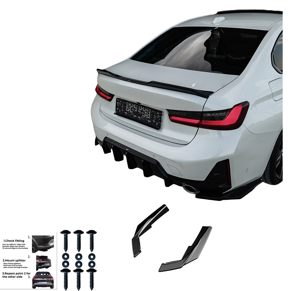 Rear Side Splitters Uyumlu BMW 3 Series M-Pack G20 / G21 Makyajlı Kasa 2022+