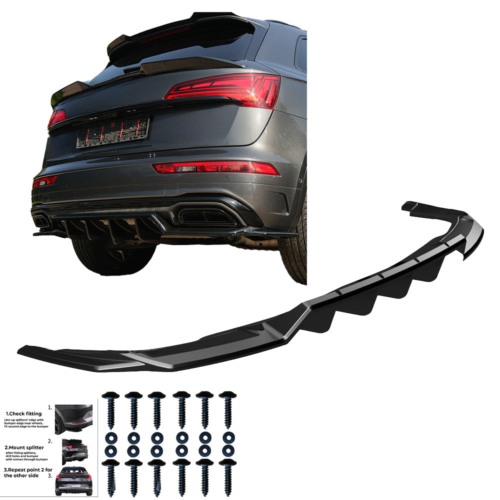 Rear Center Splitter Uyumlu AUDI Q5 S-Line SUV MK2 Makyajlı Kasa 2020-2024