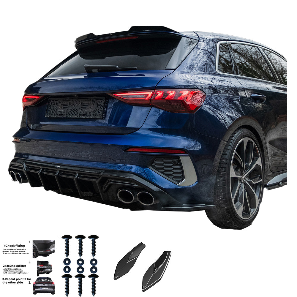 Rear Side Splitters Uyumlu AUDI S3 / A3 S-Line 8Y ( Sportback ) 2020-2024