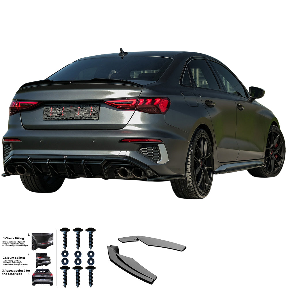 Rear Side Splitters Uyumlu AUDI S3 / A3 S-Line 8Y ( Sedan ) 2020-2024