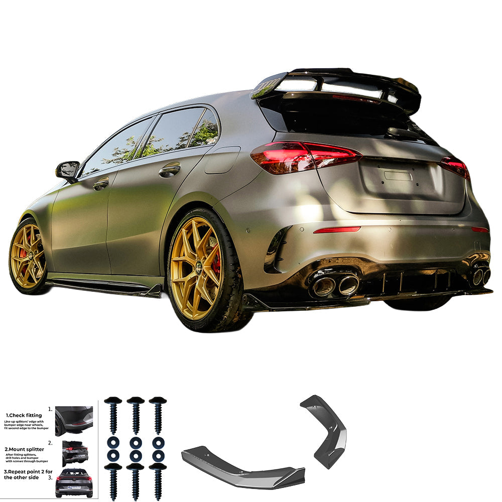 Rear Side Splitters Uyumlu MERCEDES A Class A45 S Aero Pack W177 / W177 Makyajlı Kasa 2019+