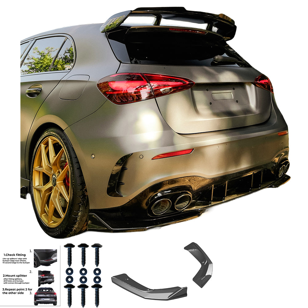 Rear Side Splitters Uyumlu MERCEDES A Class A45 S Aero Pack W177 / W177 Makyajlı Kasa 2019+