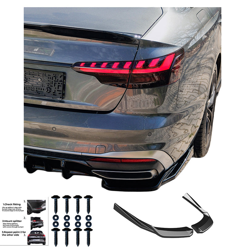 Rear Side Splitters Uyumlu AUDI A4 S-Line B9 Makyajlı Kasa 2019-2024