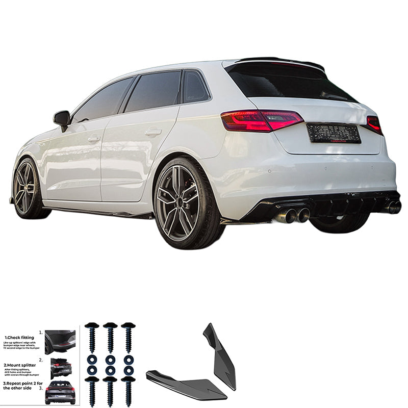 Rear Side Splitters Uyumlu AUDI A3 8V Sportback 2013-2016