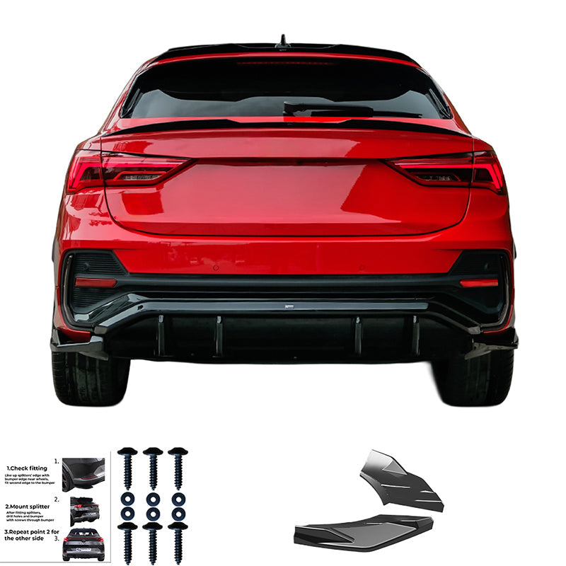 Rear Side Splitters Uyumlu AUDI Q3 S-Line Sportback F3 2019-2025