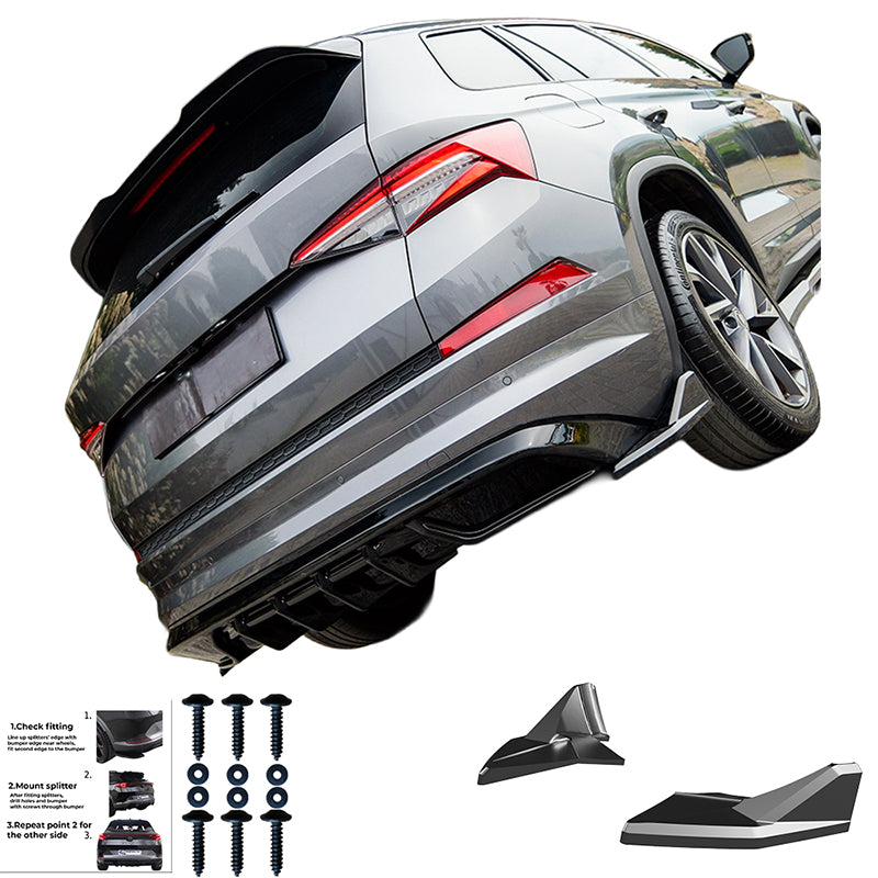 Rear Side Splitters Uyumlu SKODA Kodiaq Sportline MK1 Pre-Makyajlı Kasa/Makyajlı Kasa 2021-2023