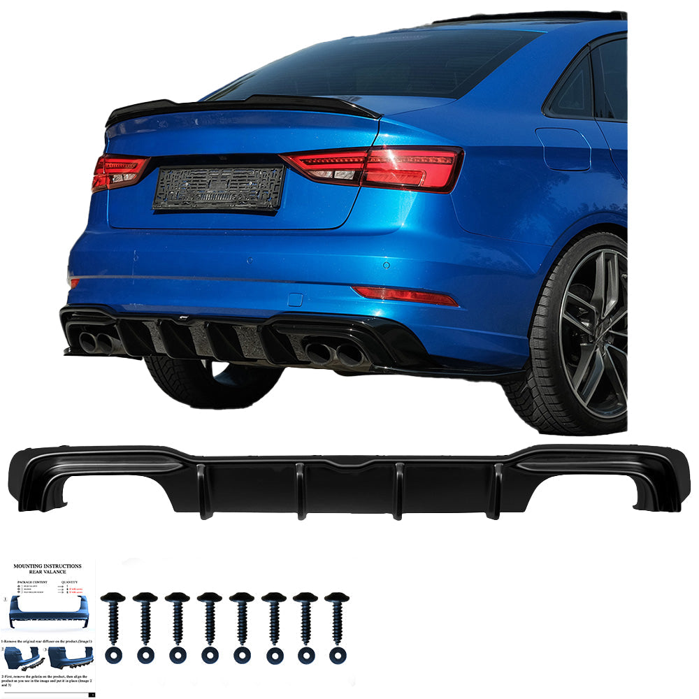 Arka Difüzör Uyumlu AUDI S3 Sedan 8V Makyajlı Kasa 2016-2020