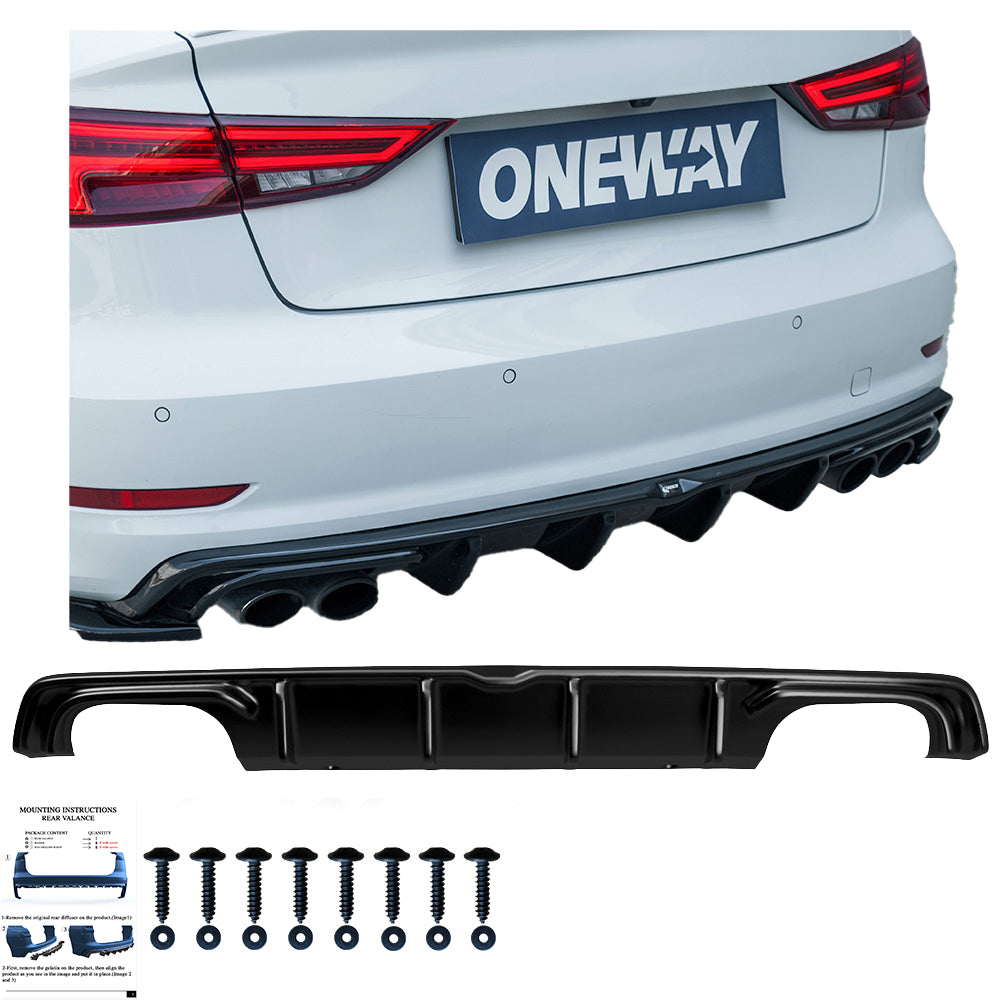 Arka Difüzör Uyumlu AUDI S3 Sedan 8V 2013-2016