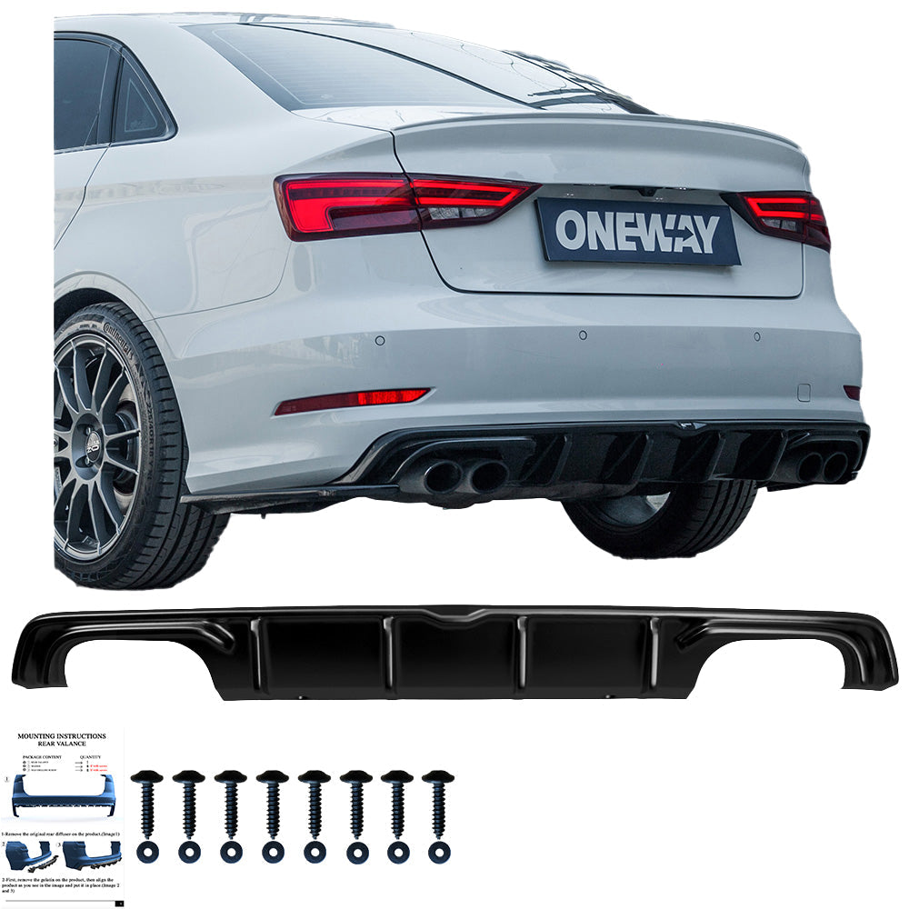 Arka Difüzör Uyumlu AUDI S3 Sedan 8V 2013-2016