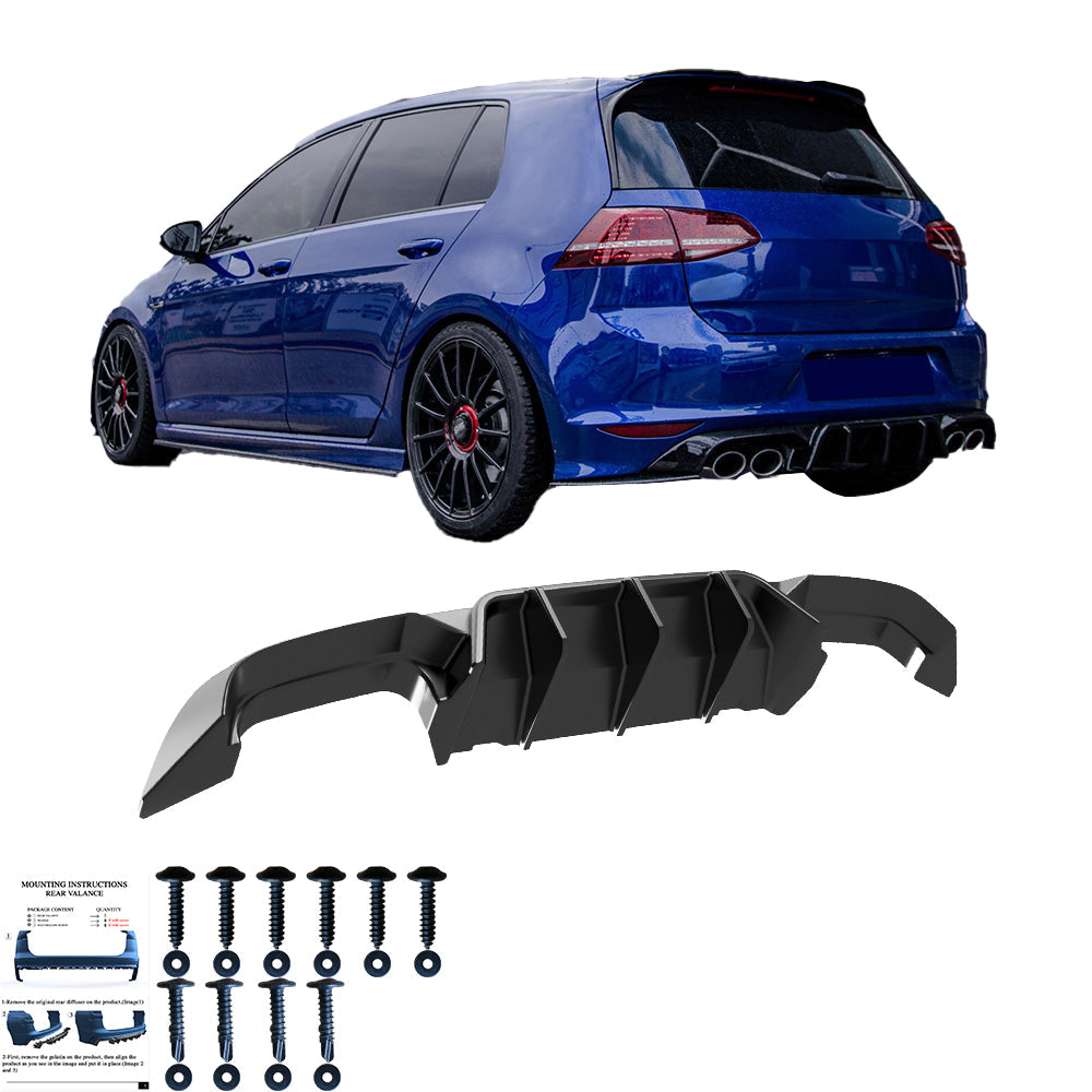 Arka Difüzör Uyumlu VW VOLKSWAGEN Golf MK7 R 2013-2016