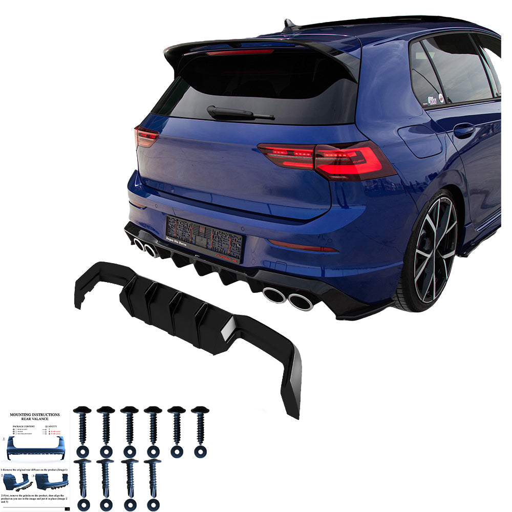 Arka Difüzör Uyumlu VW VOLKSWAGEN Golf MK8 R 2020+