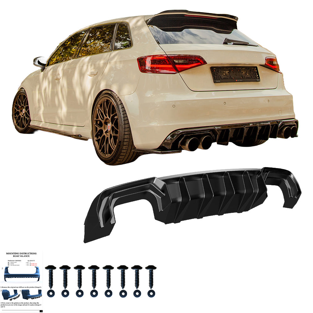 Arka Difüzör Uyumlu AUDI S3 Sportback 8V 2013-2016