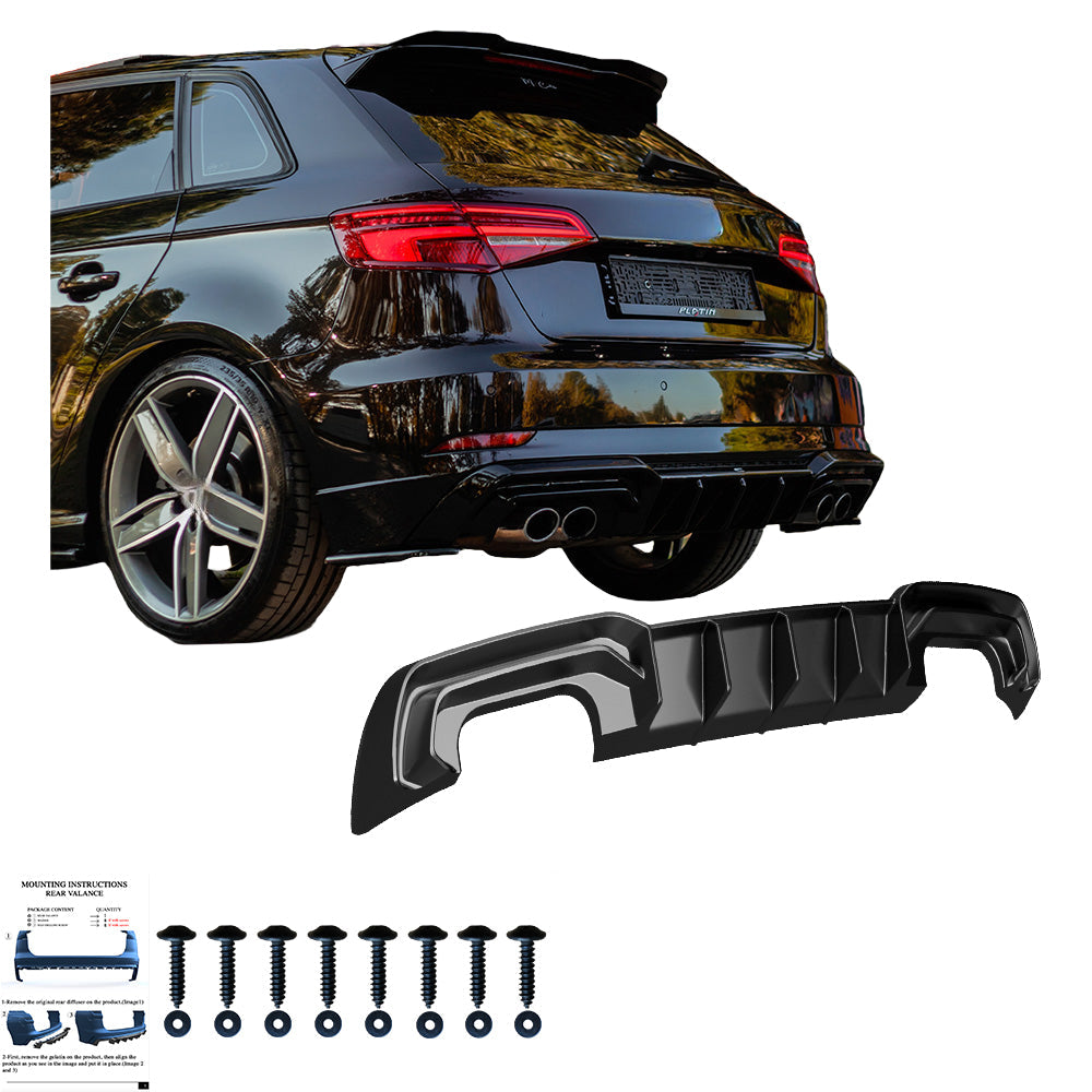 Arka Difüzör Uyumlu AUDI S3 Sportback 8V Makyajlı Kasa 2016-2020