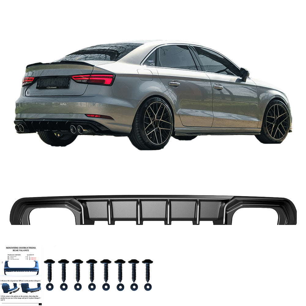 Arka Difüzör Uyumlu AUDI A3 Sedan 8V Makyajlı Kasa 2016-2020