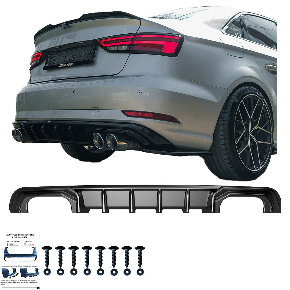Arka Difüzör Uyumlu AUDI A3 Sedan 8V Makyajlı Kasa 2016-2020