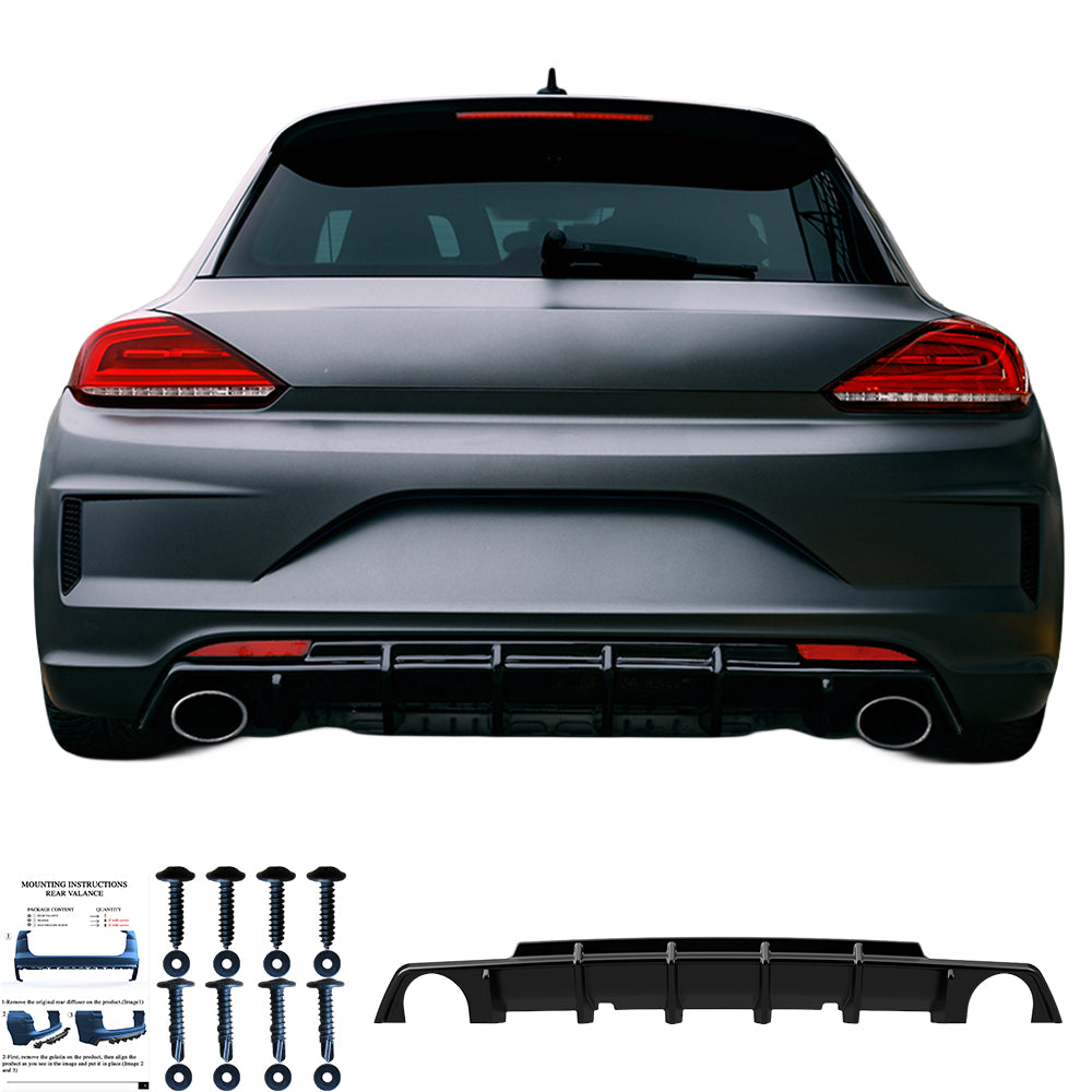 Arka Difüzör Uyumlu VW VOLKSWAGEN Scirocco R MK3 Makyajlı Kasa 2014-2017