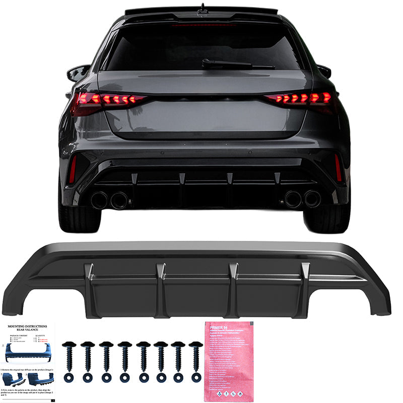 Arka Difüzör Uyumlu AUDI A3 S-Line / S3 8Y Makyajlı Kasa (Sedan/Sportback) 2025+