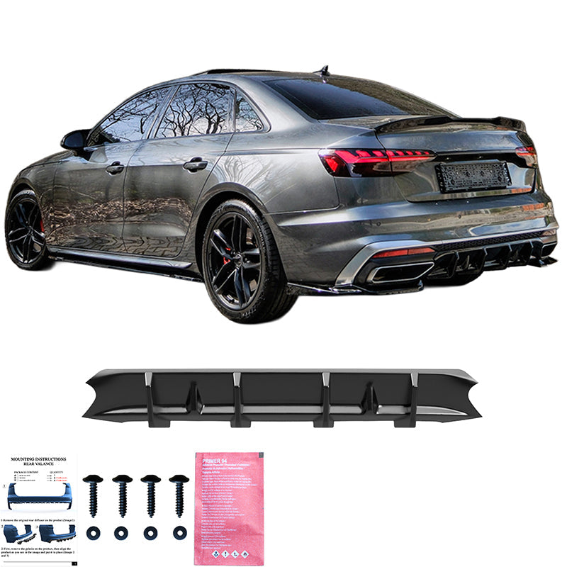 Arka Difüzör Uyumlu AUDI A4 S-Line/S4 B9 Makyajlı Kasa 2019-2024