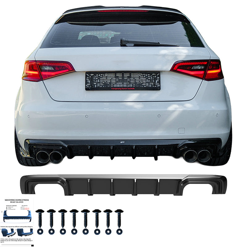 Arka Difüzör Uyumlu AUDI A3 8V Sportback 2013-2016