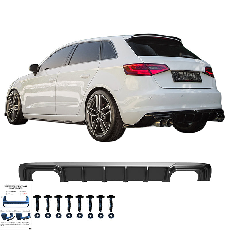Arka Difüzör Uyumlu AUDI A3 8V Sportback 2013-2016