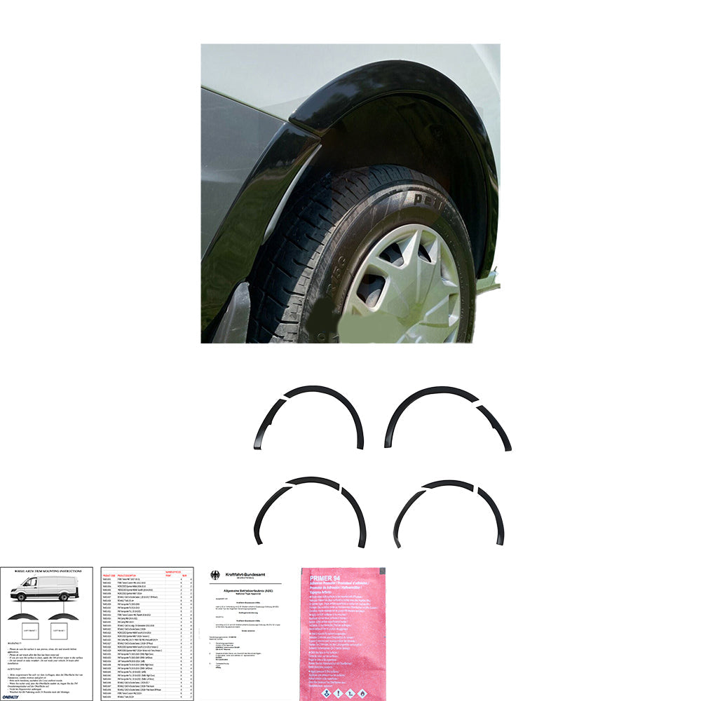 Wheel Arch Trims Uyumlu FORD Transit Custom MK1 2012-2018 (Gloss Siyah) ABE TÜV Belgeli