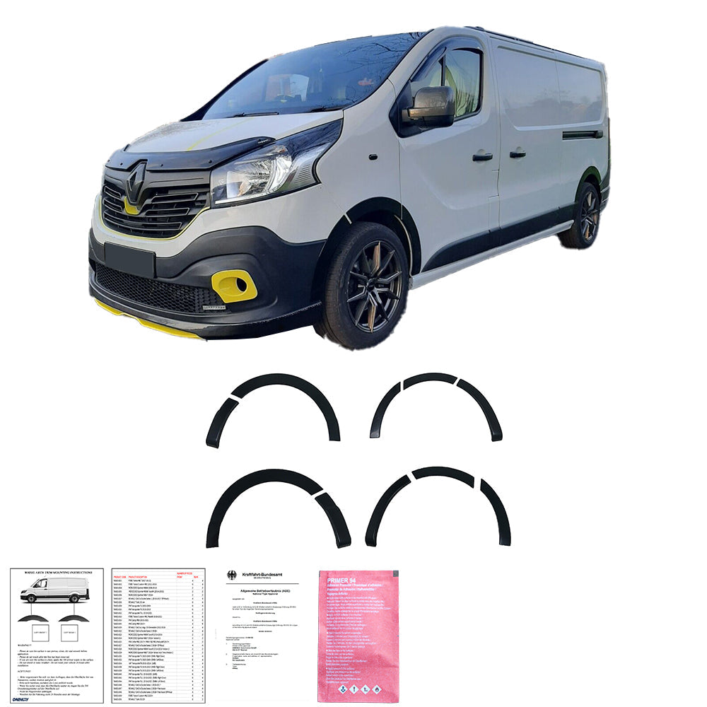 Wheel Arch Trims Uyumlu RENAULT Trafic X82 2014-2018 LWB v2 ABE TÜV Belgeli