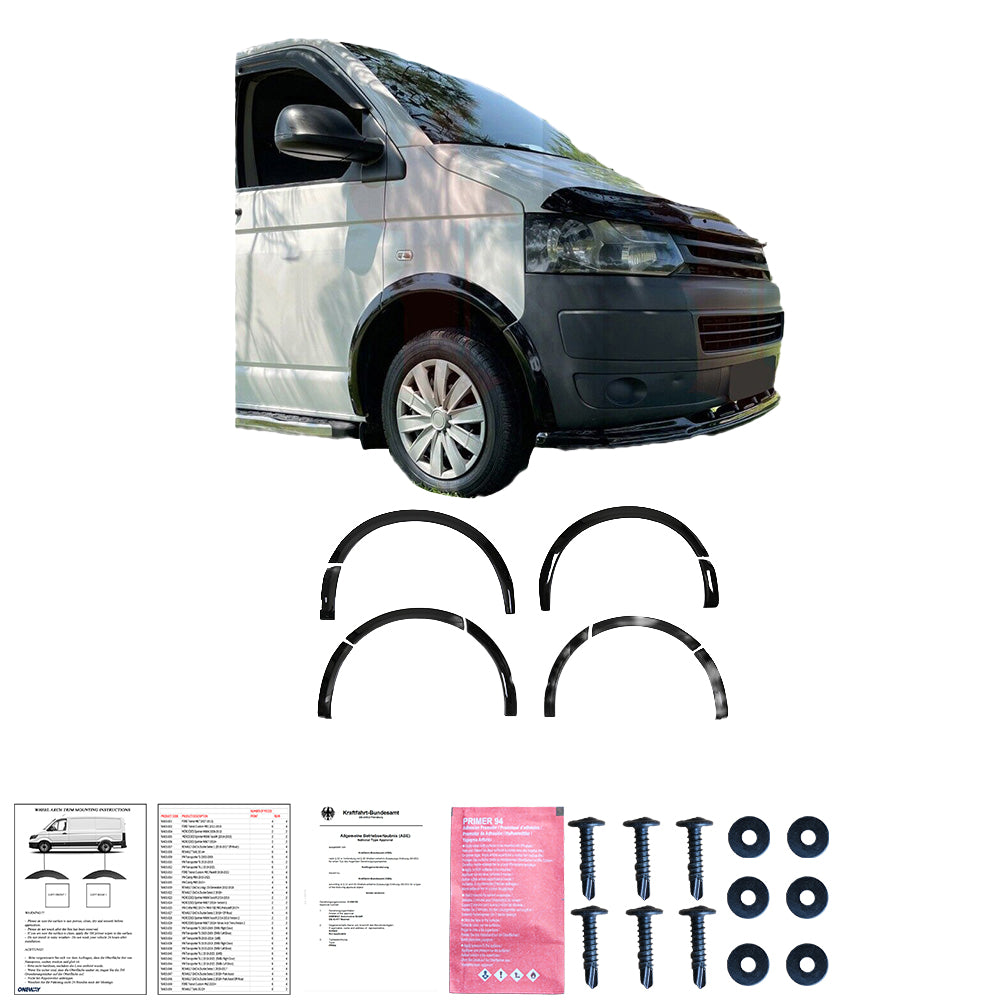 Wheel Arch Trims Uyumlu VW VOLKSWAGEN Transporter T5 - T5.1 2003-2015 ABE TÜV Belgeli (Gloss Siyah)