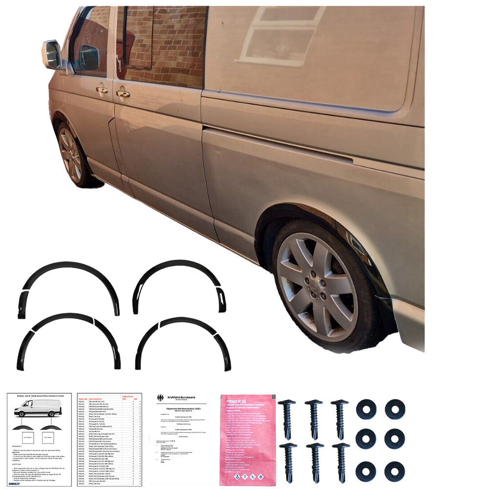 Wheel Arch Trims Uyumlu VW VOLKSWAGEN Transporter T5 - T5.1 2003-2015 ABE TÜV Belgeli (Gloss Siyah)