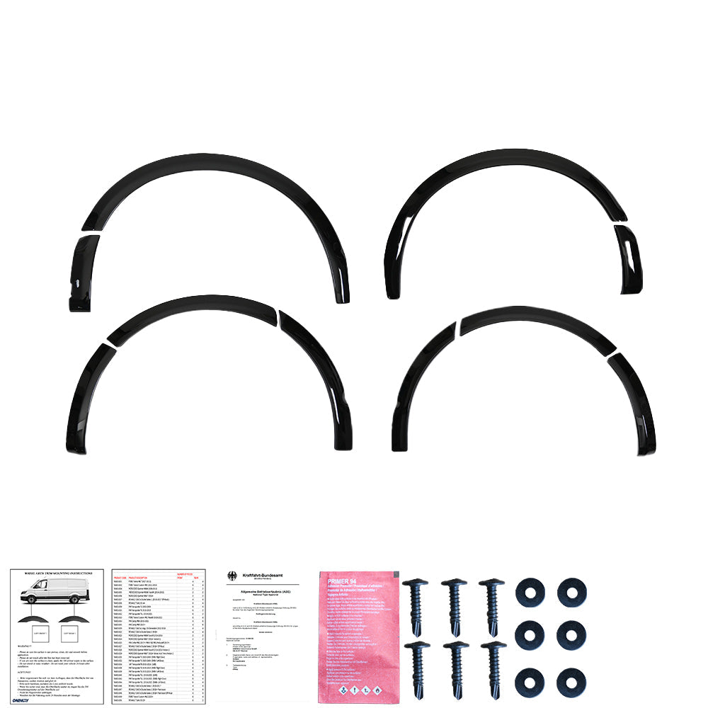 Wheel Arch Trims Uyumlu VW VOLKSWAGEN Transporter T5 - T5.1 2003-2015 ABE TÜV Belgeli (Gloss Siyah)