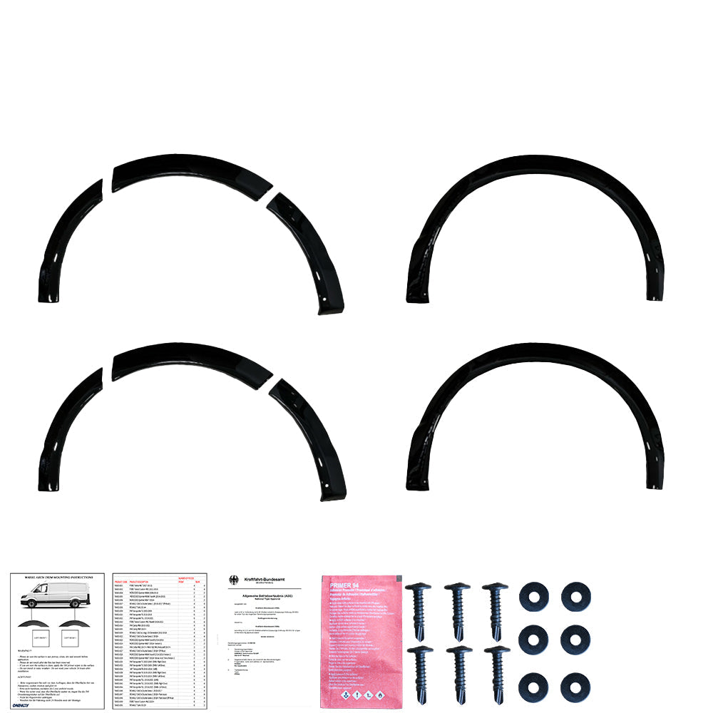 Wheel Arch Trims Uyumlu VW VOLKSWAGEN Transporter T6 2015-2019 (Gloss Siyah) ABE TÜV Belgeli