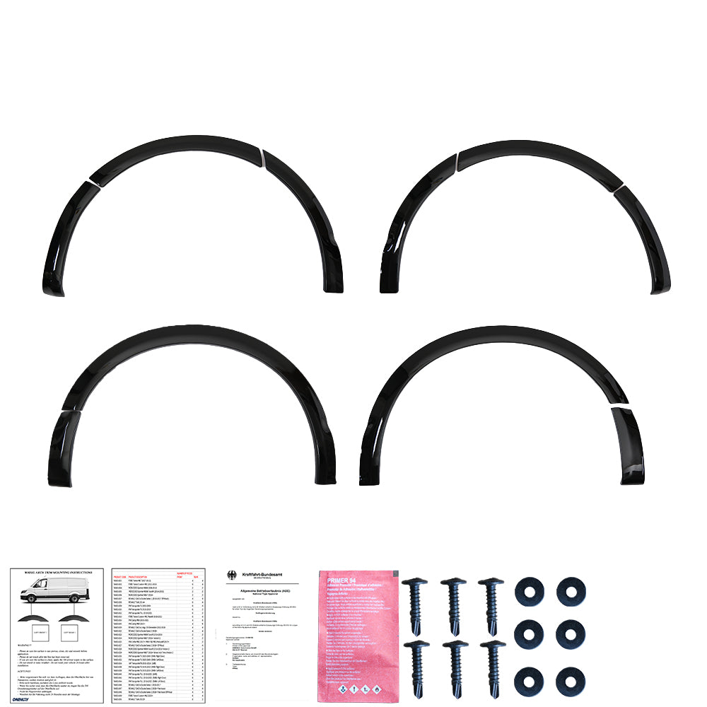 Wheel Arch Trims Uyumlu VW VOLKSWAGEN Transporter T5 / T5.1 2003-2015 (Gloss Siyah) ABE TÜV Belgeli