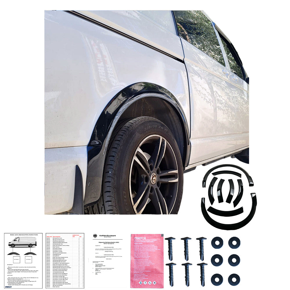 Wheel Arch Trims Uyumlu VW VOLKSWAGEN Transporter T6.1 2019-2021 (Gloss Siyah) ABE TÜV Belgeli