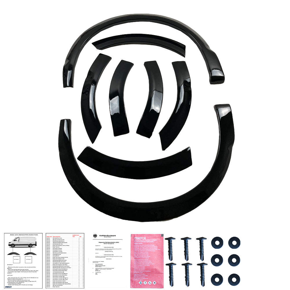 Wheel Arch Trims Uyumlu VW VOLKSWAGEN Transporter T6.1 2019-2021 (Gloss Siyah) ABE TÜV Belgeli