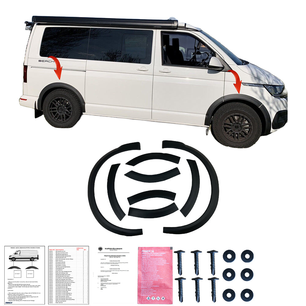 Wheel Arch Trims Uyumlu VW VOLKSWAGEN Transporter T6.1 2019-2022 ABE TÜV Belgeli