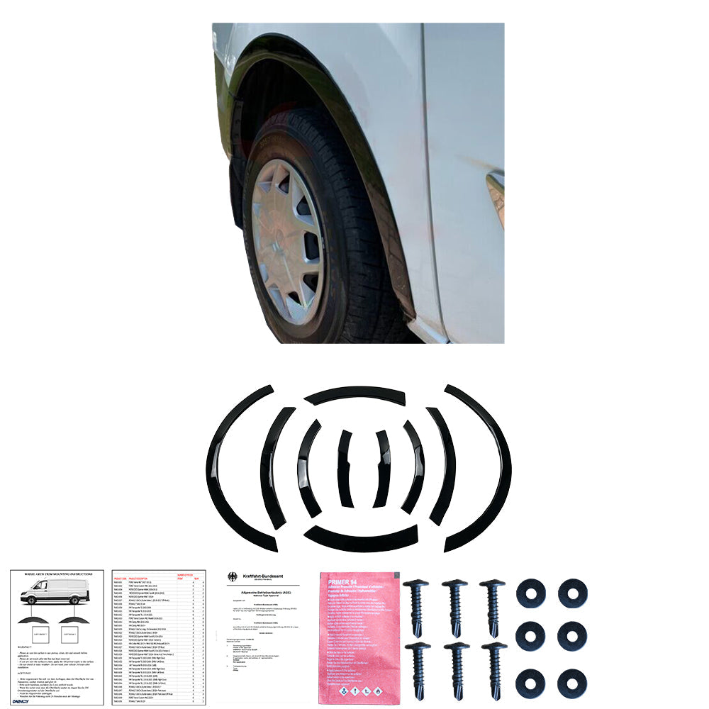 Wheel Arch Trims Uyumlu FORD Transit Custom MK1 Makyajlı Kasa 2018-2022 (Gloss Siyah) ABE TÜV Belgeli