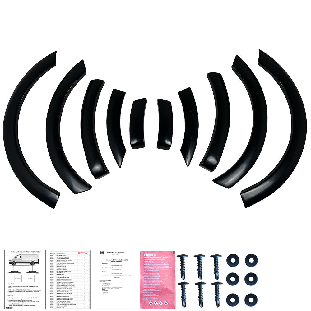 Wheel Arch Trims Uyumlu VW VOLKSWAGEN Caddy MK4 2015-2021 (Gloss Siyah) ABE TÜV Belgeli