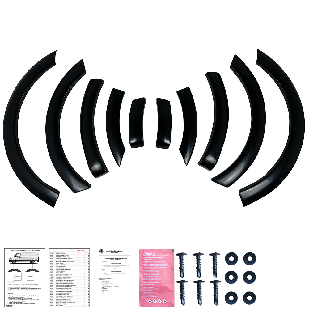 Wheel Arch Trims Uyumlu VW VOLKSWAGEN Caddy MK4 2015-2021 (Gloss Siyah) ABE TÜV Belgeli